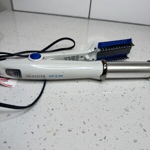 InStyler Wet 2 Dry Rotating Iron 1.25" Tourmaline Ceramic Hair Styler White Blue